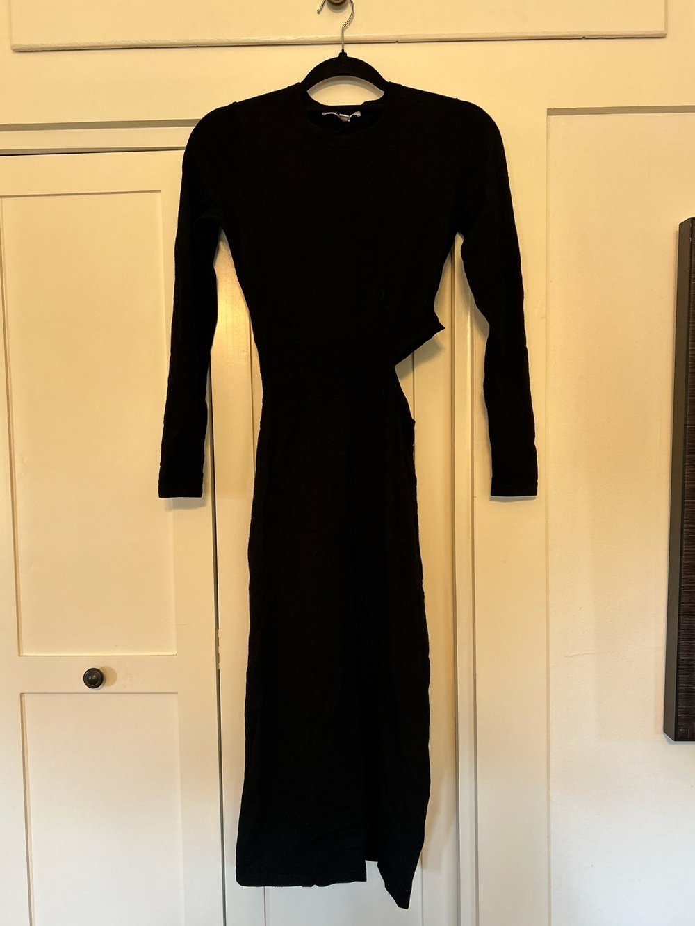Elizabeth and James Black Long Sleeve Side Cutout Maxi Bodycon Dress